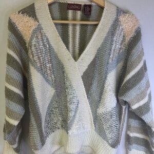 Vintage Oversized Slouchy Angora Blend‎ V-Neck Sweater Indie Cottagecore